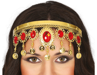 METALOWA OPASKA Z CZERWONYMI KAMIENIAMI