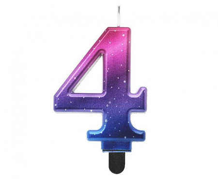 ŚWIECZKA URODZINOWA CYFRA 4 KOSMOS OMBRE 8 CM