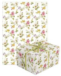 PAPIER PREZENTOWY BIAŁY KWIATY