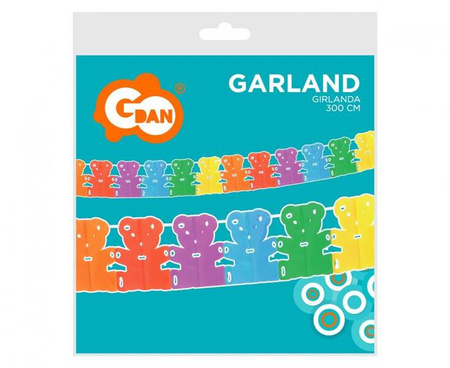 GIRLANDA PAPIEROWA TĘCZOWE MISIE 360 X 17.8 X 18 CM