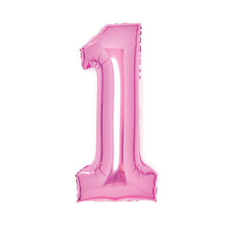 BALON FOLIOWY CYFRA 1 RÓŻOWY 66 CM