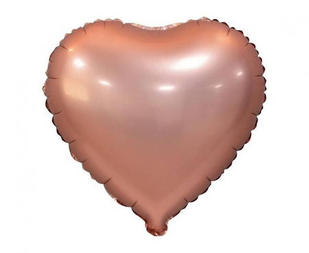BALON FOLIOWY SERCE MATOWY RÓŻOWO-ZŁOTY 46 CM