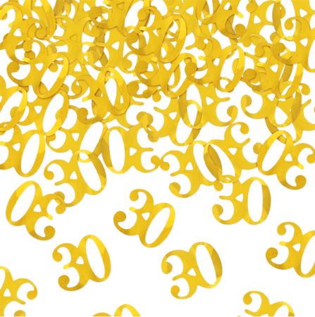 KONFETTI CYFRA 30 METALICZNE ZŁOTE 40 CM