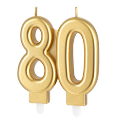 ŚWIECZKA URODZINOWA CYFRA 80 7,7 CM ZŁOTA