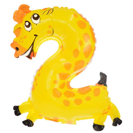 BALON FOLIOWY ZWIERZĄTKO CYFRA 2 45 CM