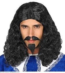 PERUKA MUSZKIETER Z WĄSAMI I BRÓDKĄ