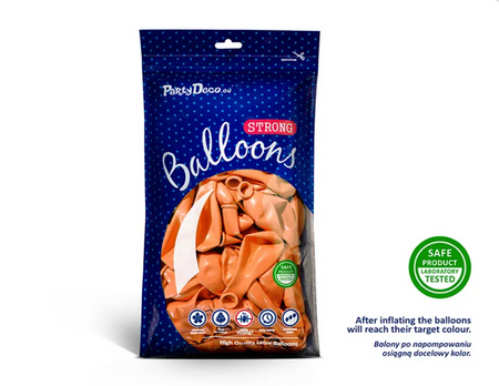 BALONY STRONG 27 CM METALIK POMARAŃCZOWY 10 SZT