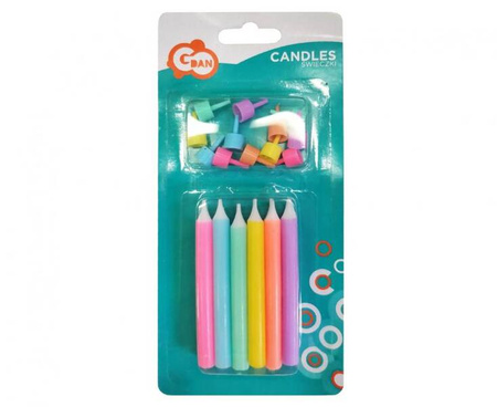 ŚWIECZKI URODZINOWE PASTELOWE 12 SZT 8 CM