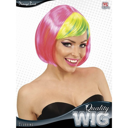 PERUKA RÓŻOWA BOB ZIELONA GRZYWKA