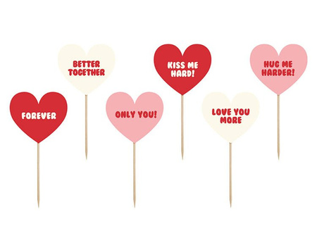 Dekoracje do muffinek Sweet Love - Teksty (1 karton / 50 op.) (1 op. / 6 szt.)