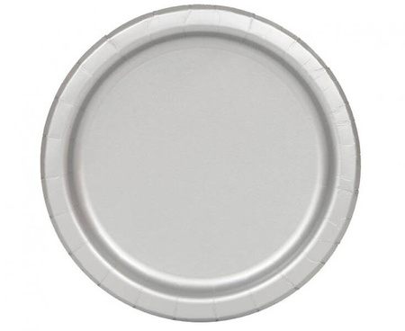 TALERZYKI PAPIEROWE SREBRNE 23 CM 16 SZT.