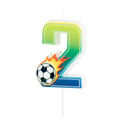 ŚWIECZKA URODZINOWA CYFRA 2 PIŁKA NOŻNA 6 CM
