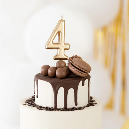 ŚWIECZKA URODZINOWA CYFRA 4 ZŁOTA 10 CM