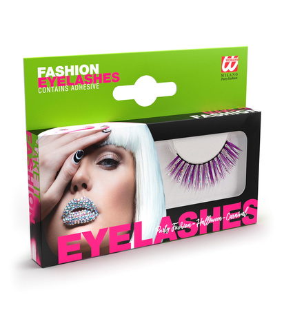 SZTUCZNE RZĘSY FIOLETOWE ZE SREBRNĄ LAMETĄ