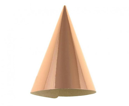 CZAPECZKI URODZINOWE RÓŻOWO-ZŁOTE METALICZNE 6 SZT