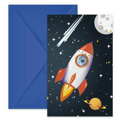 ZAPROSZENIA URODZINOWE RAKIETA KOSMICZNA A 6 SZT