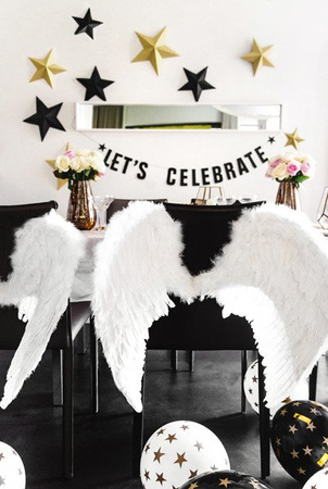 BALONY STRONG 30 CM CZARNE W ZŁOTE GWIAZDKI 50 SZT