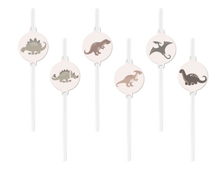 SŁOMKI PROSTE URODZINOWE DINOZAURY 6 SZT