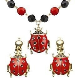 ZESTAW NASZYJNIK + KOLCZYKI BIEDRONKI