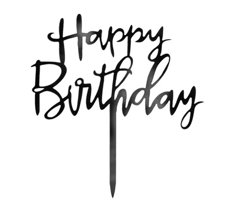 TOPPER NA TORT HAPPY BIRTHDAY CZARNY 1SZT.