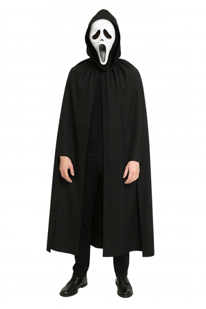 ZESTAW KRZYK: PELERYNA CZARNA 135 CM + MASKA KRZYK 