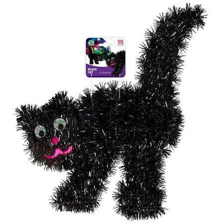 GATTO NERO IN FILI DI LAME' 30 x 36 cm