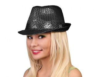 KAPELUSZ CZARNY CEKINOWY