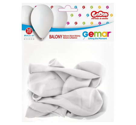 BALONY LATEKSOWE BIAŁE 25 CM 10 SZT 