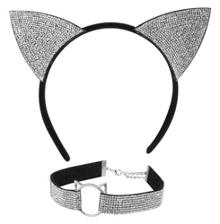 ZESTAW KOTKI Z CEKINAMI OPASKA I CHOKER