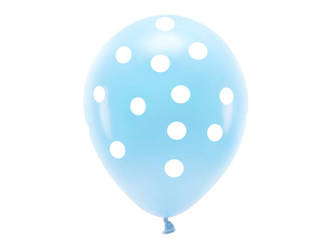 BALONY PASTELOWE BŁĘKITNE W BIAŁE KROPKI