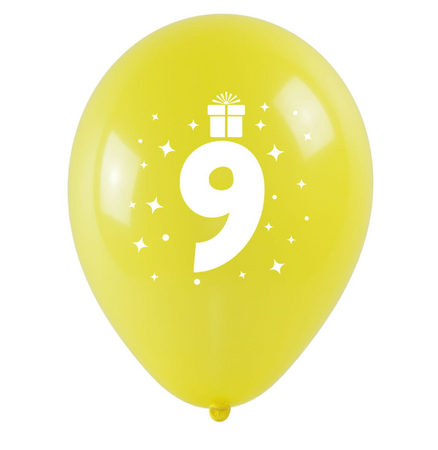 BALONY LATEKSOWE URODZINOWE 9 CYFRA 3 SZT 28 CM 