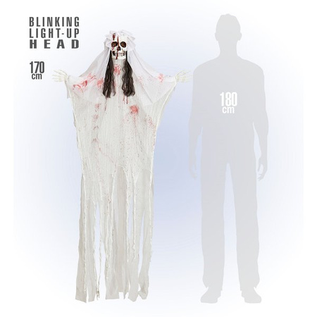 DEKORACJA SZKIELET PANNA MŁODA ŚWIECĄCA 170 cm