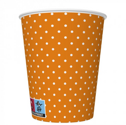 KUBECZKI PAPIEROWE POMARAŃCZOWE W KROPKI 250 ML 8 SZT