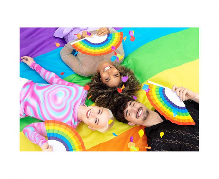 Wachlarz Rainbow 23 cm kolorowy tęczowy tęcza