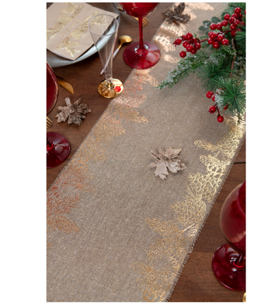 BIEŻNIK ŚWIĄTECZNY ZŁOTE SZYSZKI ŚWIĄTECZNA KRATA 28 X 300 CM