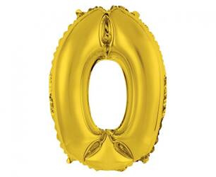 BALON FOLIOWY CYFRA 0 ZŁOTA 35 CM
