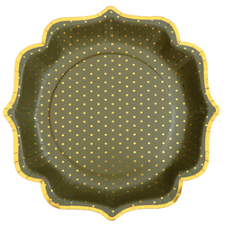 ZESTAW OLIWKOWE TALERZYKI+KUBECZKI W KROPKI