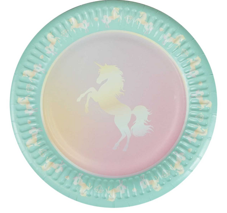 TALERZE PAPIEROWE JEDNOROŻEC 8 SZT 18 CM 