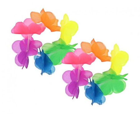 BRANSOLETKI HAWAJSKIE KOLOROWE KWIATY 2 SZT