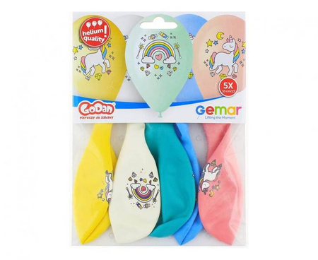 Balony Jednorożec i Tęcza, 33 cm/ 5 szt.