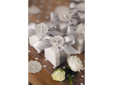 Aplikacje Krzyż, srebrny, 27mm (1 karton / 200 op.) (1 op. / 25 szt.)