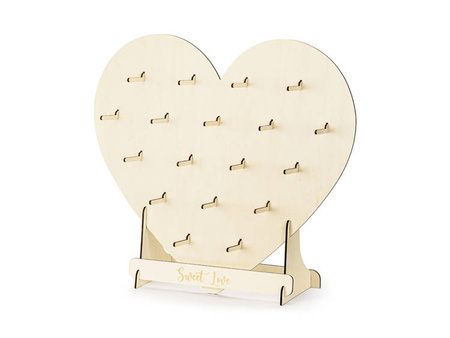 DREWNIANA ŚCIANA NA DONUTY SERCE 65 x 59cm 