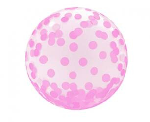 BALON KRYSZTAŁOWY RÓŻOWE GROCHY 18 CALI 37 CM