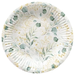 TALERZYKI PAPIEROWE KOMUNIA EUKALIPTUS 18 CM 8 SZT