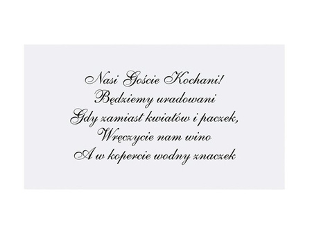 WKŁADKI DO ZAPROSZEŃ ŚLUBNYCH 25 szt.