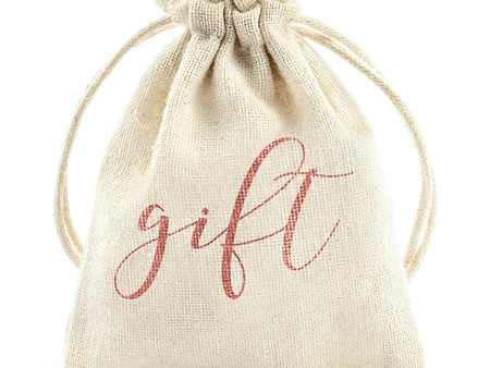 Woreczki bawełniane - Gift, różowe złoto, 7,5x10cm (1 karton / 25 op.) (1 op. / 10 szt.)