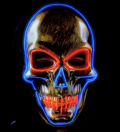 ZŁOTA MASKA CZASZKA LED