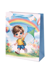 TORBA PREZENTOWA CHŁOPIEC Z LATAWCEM 40 X 31 X 12 CM 3D