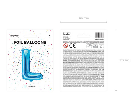 BALON FOLIOWY 35cm, LITERA L NIEBIESKA