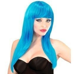 PERUKA DŁUGA NIEBIESKA Z GRZYWKĄ